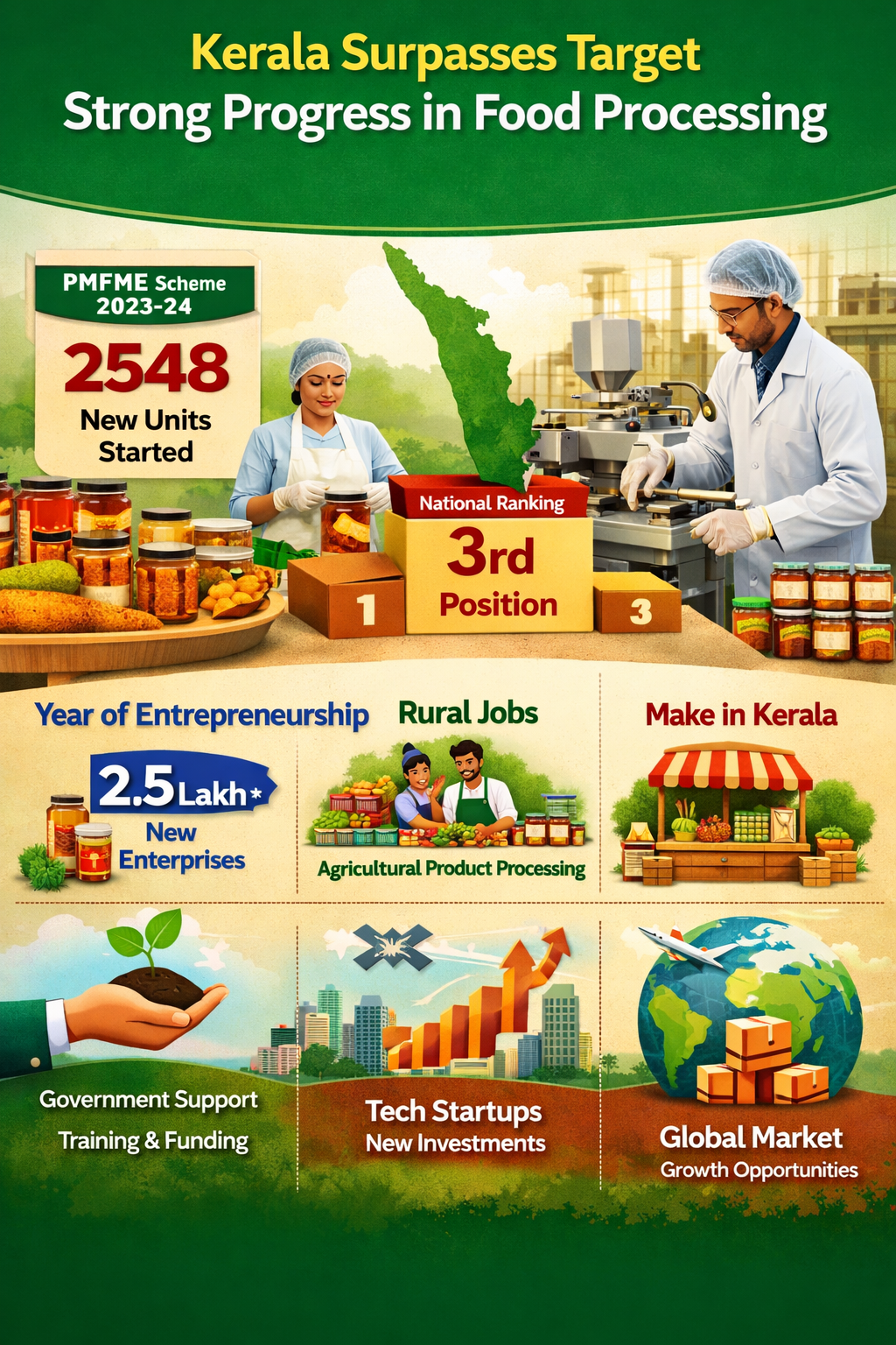 PMFME: കേരളത്തിന് വൻ കുതിപ്പ്: ദേശീയ റാങ്കിംഗിൽ മൂന്നാം സ്ഥാനത്ത്